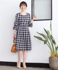 Tiaclasse 【洗える】女性らしさ引き立つリボン袖ギャザーワンピース