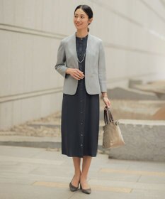 J.PRESS LADIES S 【セットアップ対応・人気素材】コットンFITTY ノーカラー ジャケット
