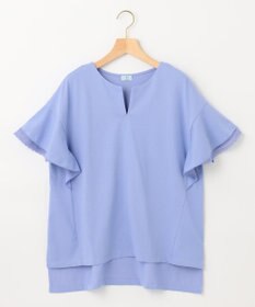 組曲 【汗ジミ防止・撥水】GIZAプレーティング天竺袖フリル カットソー