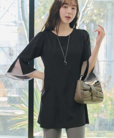 Tiaclasse 【新色追加】シフォンフレア袖チュニックブラウス