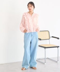 earth music&ecology フリルリボンブラウス