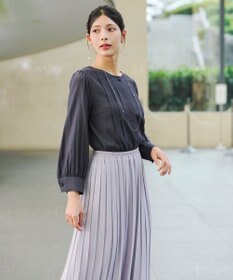 Tiaclasse 【洗える】シアーピンタックブラウス