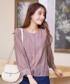 Tiaclasse 【洗える】シアーピンタックブラウス