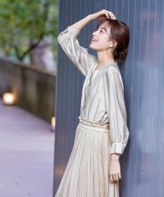 Tiaclasse 【洗える】シアーピンタックブラウス