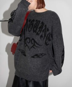 WEGO モチーフグラフィックフラッフィーニットプルオーバー