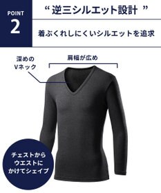 WACOAL MEN インナー メンズ 発熱インナー【エクス（R）】 吸湿発熱繊維 保温性 消臭性（汗臭・加齢臭） ストレッチ素材 深めVネック 8分袖 GL6221 /ブロス