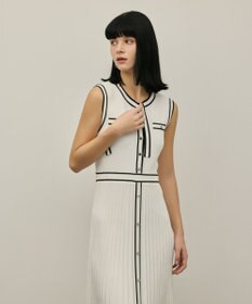 GRACE CONTINENTAL バイカラーボウタイニットワンピース