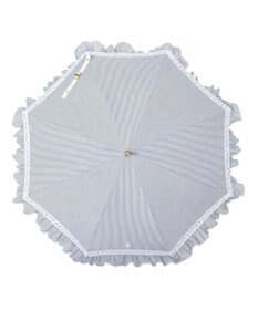 MOONBAT 【遮光/晴雨兼用】POLO RALPH LAUREN （ポロラルフローレン） 長傘 晴雨兼用日傘 ストライプフリル 遮光 遮熱 UV