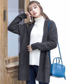 Tiaclasse 【洗える】大人華やかなアラン柄ニットカーディガン