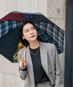 +RING 【2重張り】プラスリング 晴雨兼用傘（長ショート） CHK T1248