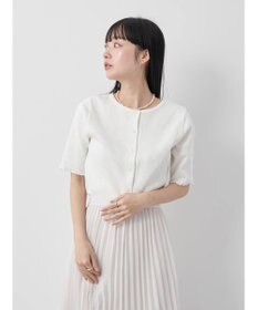 earth music&ecology ドットボタン５分袖リブプルオーバー