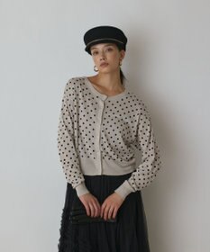 GRACE CONTINENTAL ドットフロッキーニットカーディガン