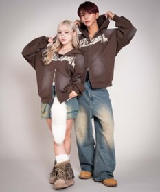 WEGO 【ユニセックス着用ITEM/MLサイズ展開】グラフィックZIPパーカー