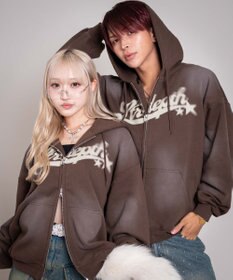 WEGO 【ユニセックス着用ITEM/MLサイズ展開】グラフィックZIPパーカー