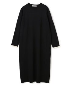 UNFILO フリルトリミング ニットワンピース ブラック×エクリュ