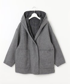 自由区 【リバーシブル】ウールリバー フード付きショートコート