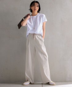 23区 【洗える】リネンレーヨンストレッチ ドロスト パンツ