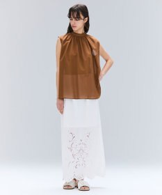 BEIGE， 【洗える】GALLERIA / コットンエンブロイダリーIラインスカート