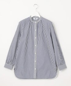 J.PRESS LADIES 【洗える】 コンパクトコットン ストライプ バンドカラー ブラウス