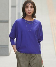 23区 S 【洗える/吊り干しOK】ヴィスコースストレッチ ドルマンスリーブ ニット ブルー系