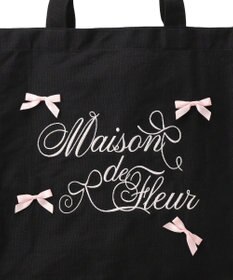 Maison de FLEUR リボンブランドロゴ刺繍スクエアトートバッグ