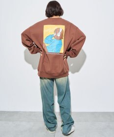 WEGO 【ユニセックス着用ITEM】ガールイラストグラフィックプルオーバー