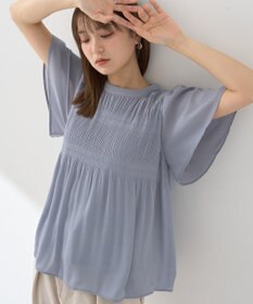 earth music&ecology マジョリカプリーツ半袖ブラウス