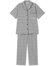 une nana cool 綿100％ 薄手裏毛ボーダー 半袖パジャマ