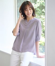 J.PRESS LADIES S 【洗える】ウォッシャブルキュプラツイル キーネック ブラウス