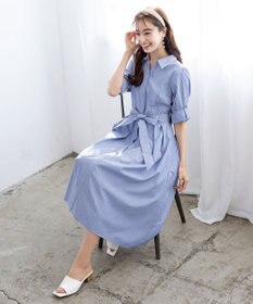 Tiaclasse 【洗える】シャツワンピース