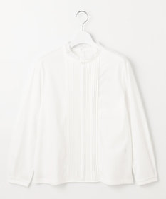 J.PRESS LADIES L プレーティングジャージー フリルネック カットソー