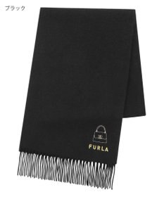 MOONBAT 【WEB限定】フルラ (FURLA) 刺繍入りマフラー 無地×バッグ柄 ウールマフラー ロゴ刺繍