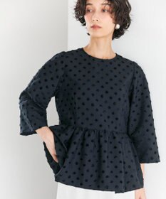 #Newans 【洗濯機可】ジャガ―ドドットペプラムブラウス