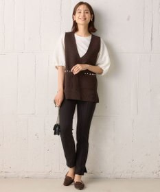 組曲 【洗える・軽量】パールディテールニット ベスト