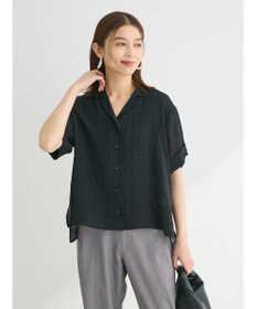 Green Parks シアーチェック開襟ブラウス