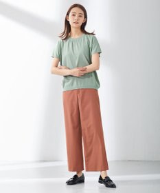 J.PRESS LADIES 【洗える】マイクロタイプライターストレッチ セミワイド パンツ