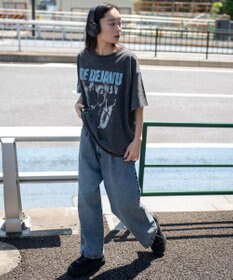 WEGO 【ユニセックス着用ITEM/SMLサイズ展開】ルーズテーパードデニムパンツ