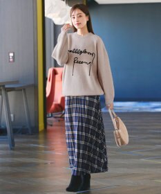 Tiaclasse 【洗える】テープ刺繍ロゴニットトップス