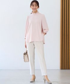 組曲 L 【KUMIKYOKU NAVY】コンフォータブルドレープ フリルテーパードパンツ