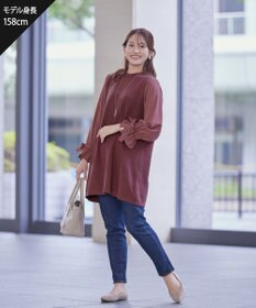 Tiaclasse L 【洗える】ボリュームリボン袖ニットコンビチュニック