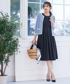 Tiaclasse 【洗える】配色使い総針袖リボンカーデ