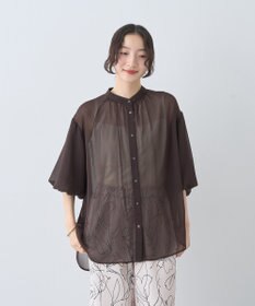 earth music&ecology バルーンスリーブシアーシャツ