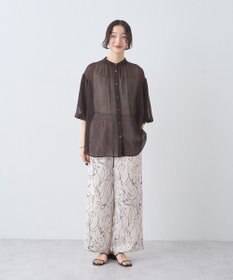 earth music&ecology バルーンスリーブシアーシャツ