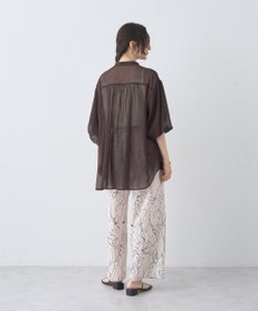 earth music&ecology バルーンスリーブシアーシャツ