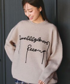 Tiaclasse 【洗える】テープ刺繍ロゴニットトップス