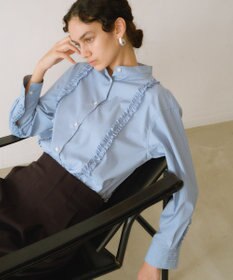 #Newans 【洗濯機可能/シワになりにくい】パネルフリルシャツ