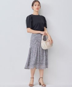 組曲 フラワーレイヤープリント ギャザースカート