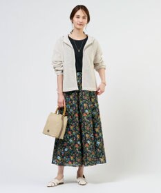 J.PRESS LADIES スパンボタニカル プリント ロング フレア スカート