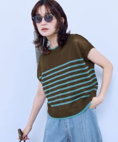 ANY L ラミータッチフレンチスリーブニット