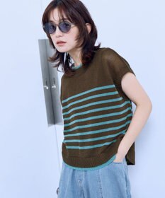 ANY L ラミータッチフレンチスリーブニット